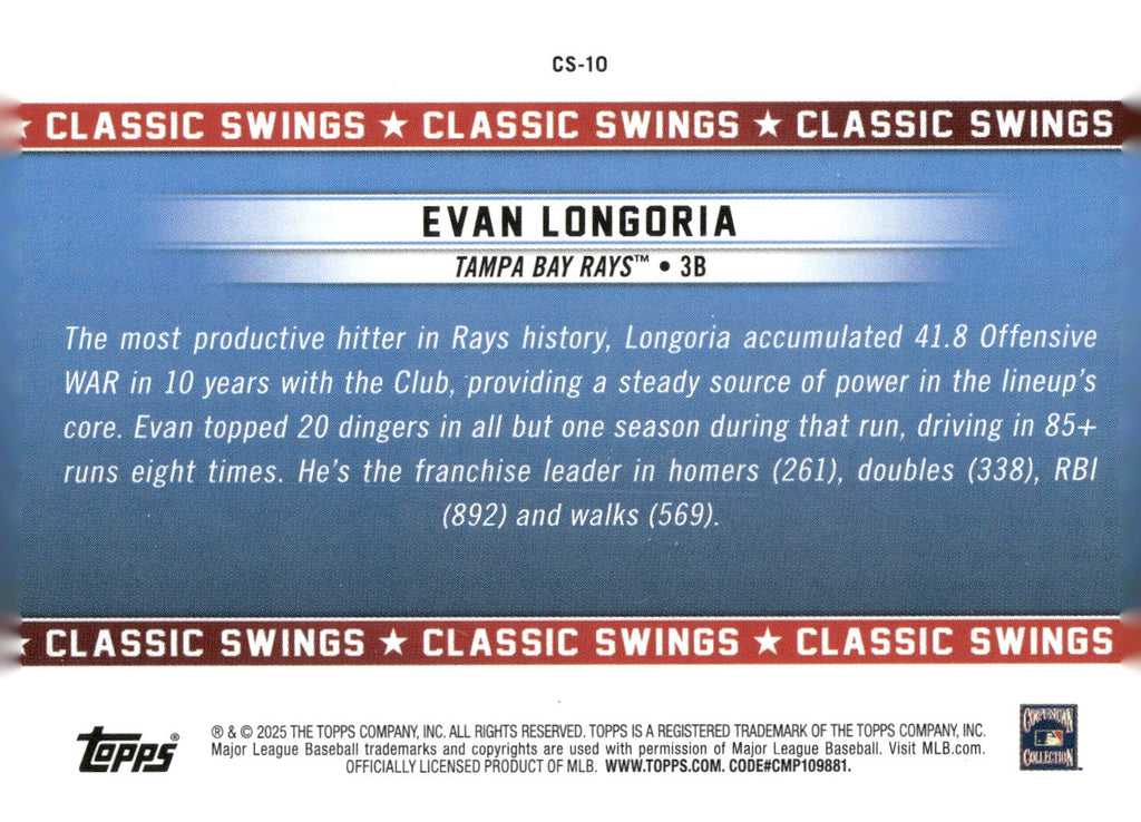 2025 Topps All-Star Game #CS-10 Evan Longoria Classic Swings