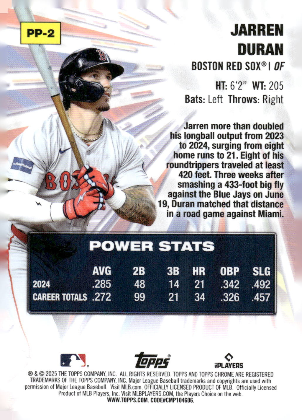 2025 Topps Chrome #PP-2 Jarren Duran Power Players