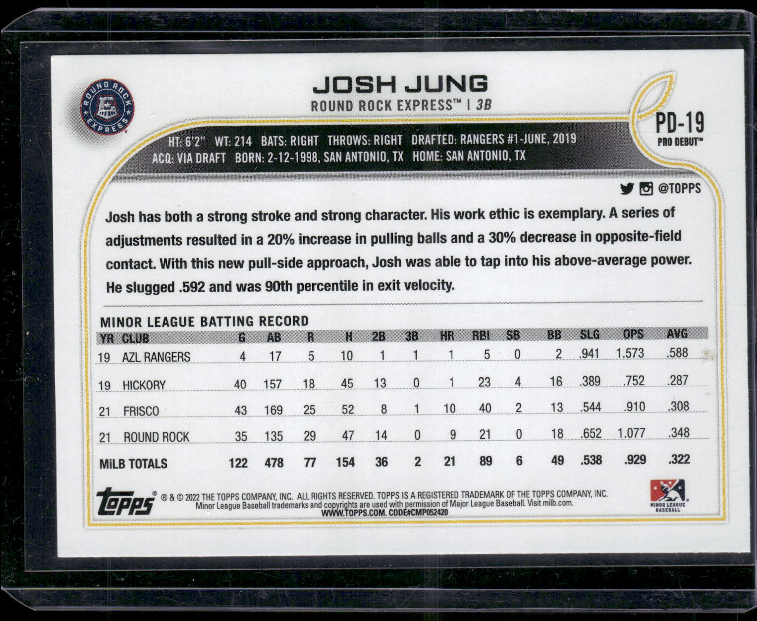 2022 Topps Pro Debut #PD-19 Josh Jung