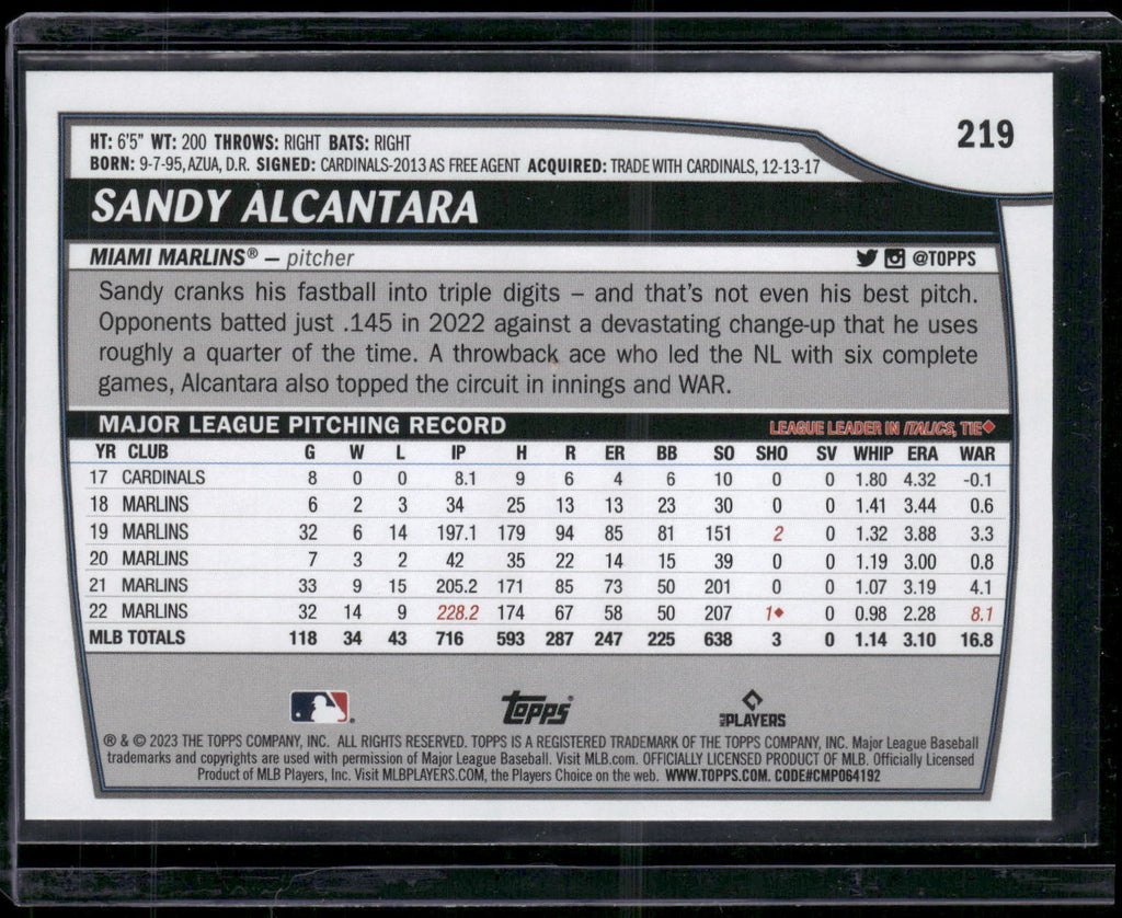 2023 Topps Big League #219 Sandy Alcantara