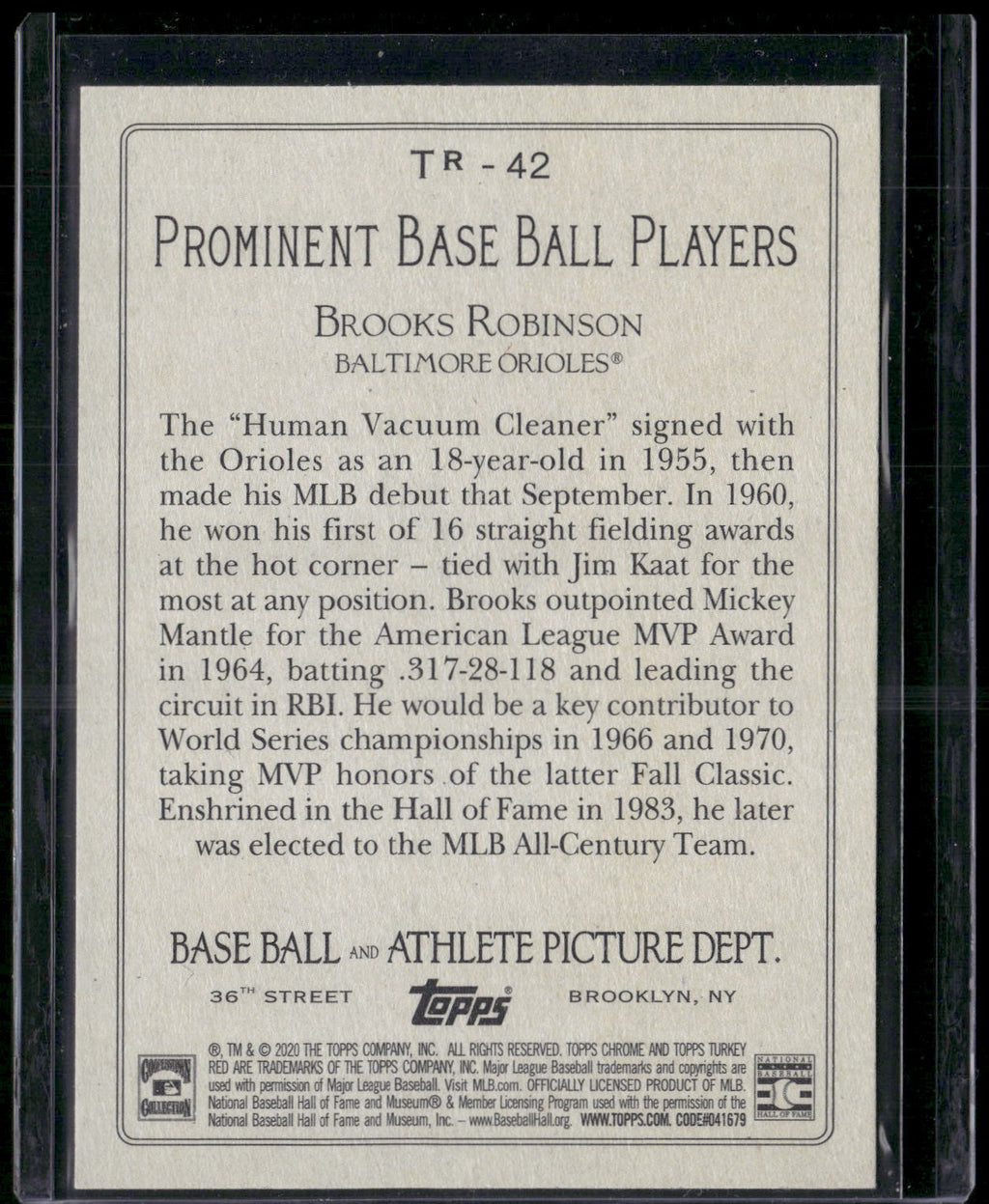 2020 Topps Update #TR-42 Brooks Robinson Turkey Red 2020