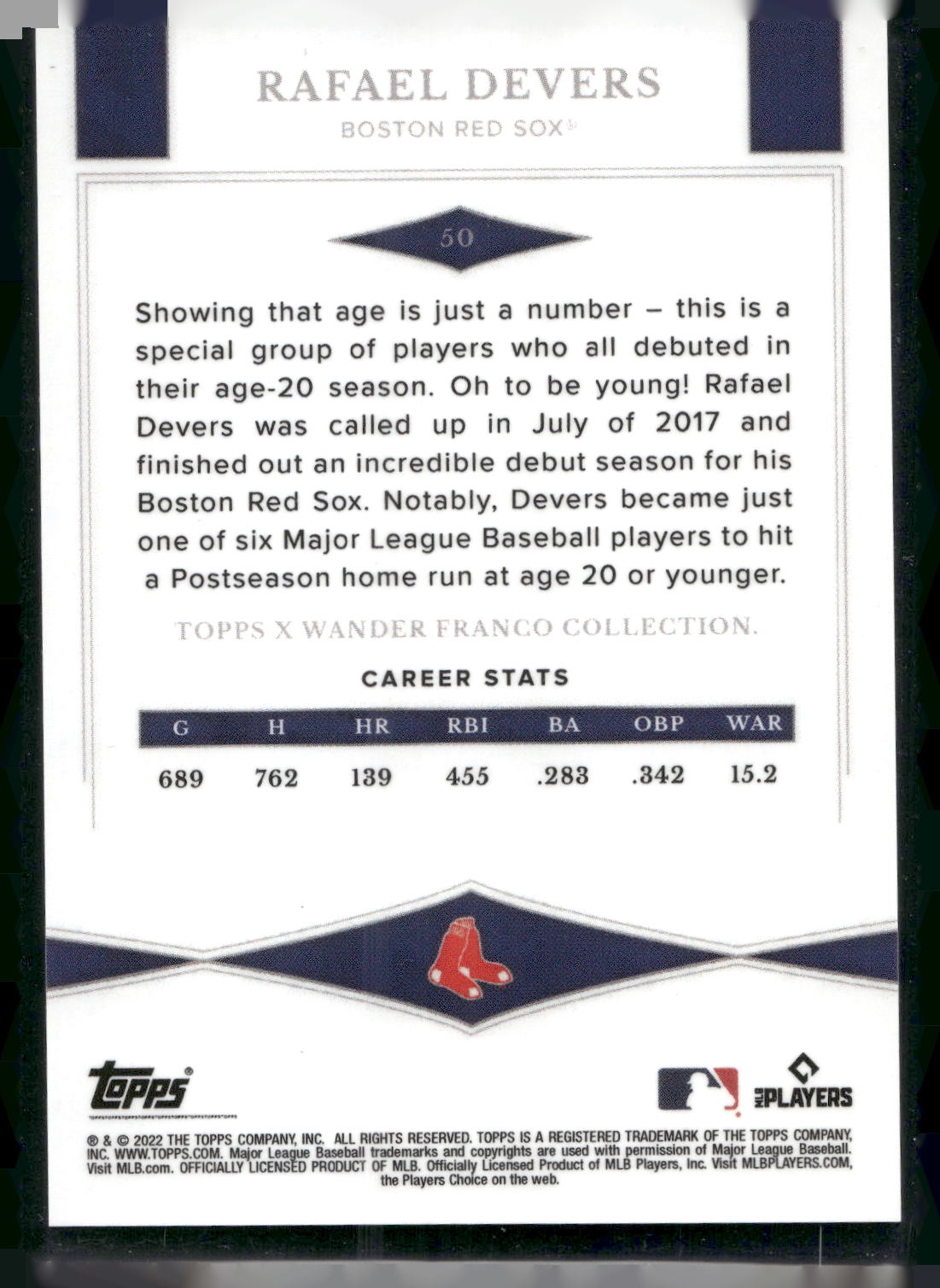 2022 Topps x Wander Franco #50 Rafael Devers