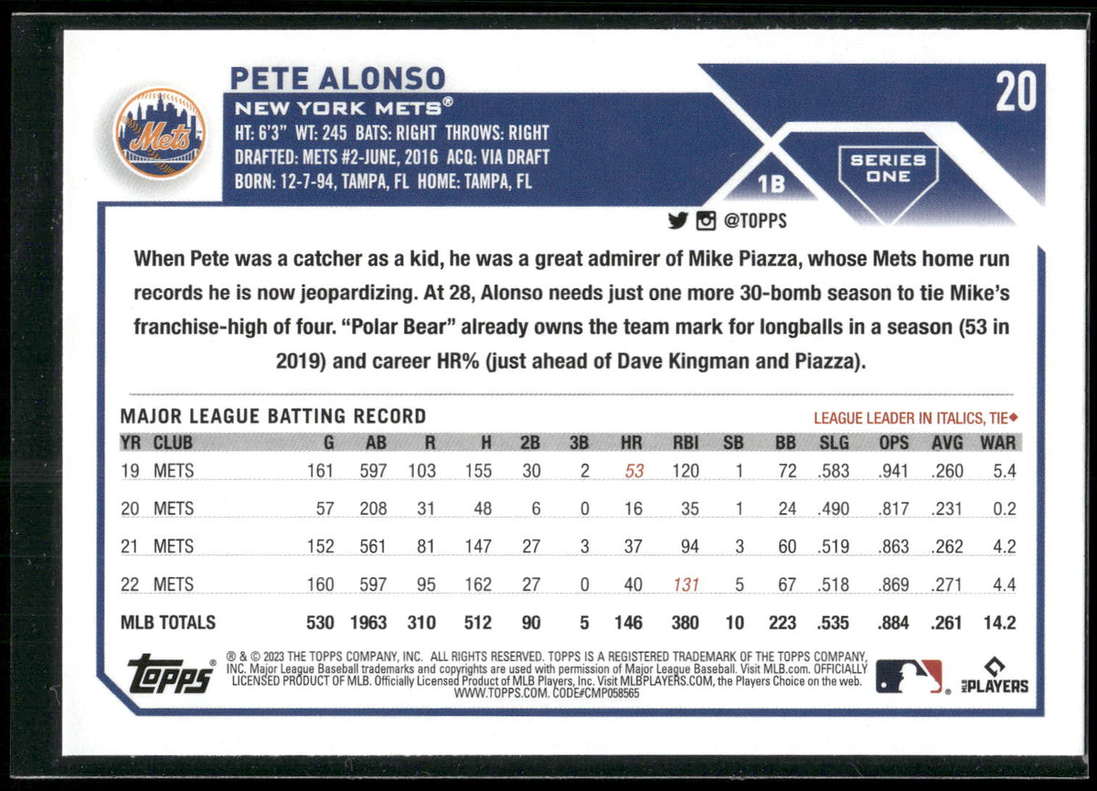 2023 Topps #20 Pete Alonso