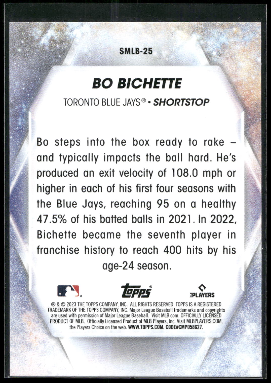 2023 Topps #SMLB-25 Bo Bichette Stars of MLB