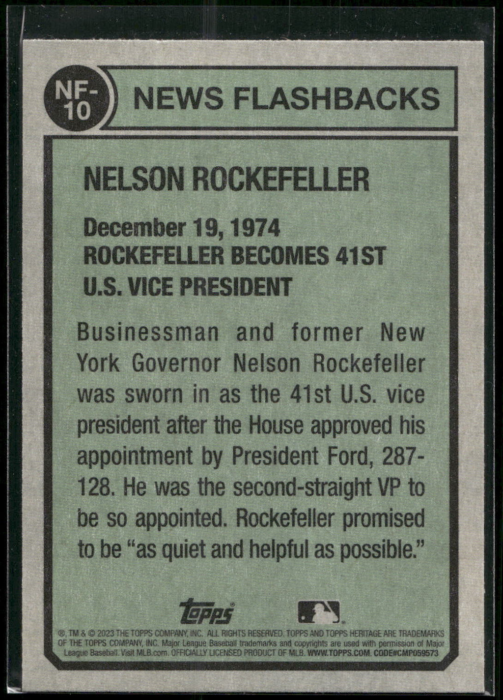 2023 Topps Heritage #NF-10 Nelson Rockefeller News Flashbacks