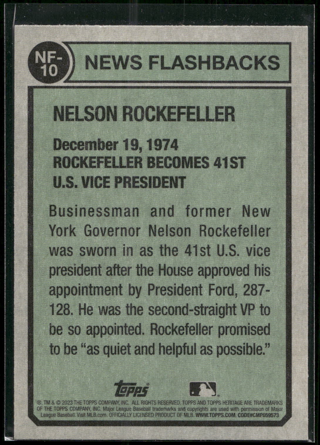 2023 Topps Heritage #NF-10 Nelson Rockefeller News Flashbacks