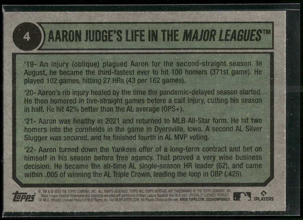 2023 Topps Heritage #4 Aaron Judge