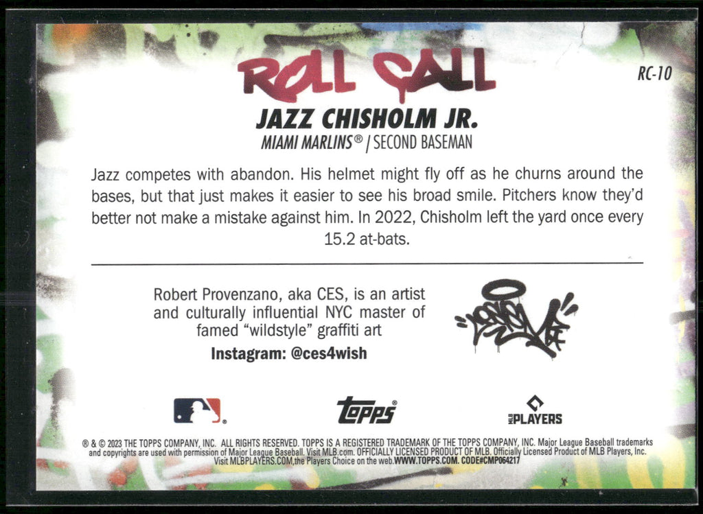 2023 Topps Big League #RC-10 Jazz Chisholm Jr. Roll Call Wildstyle Edition