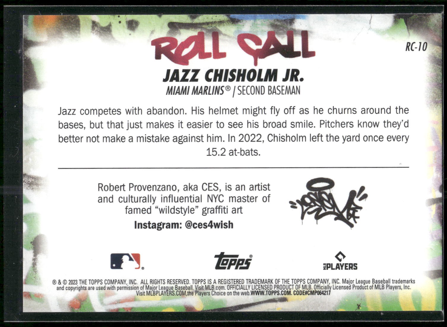 2023 Topps Big League #RC-10 Jazz Chisholm Jr. Roll Call Wildstyle Edition