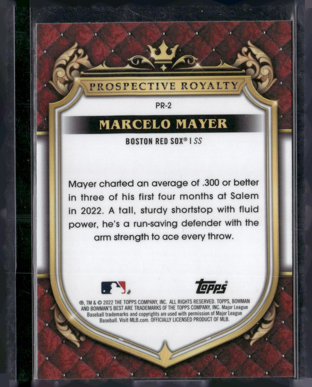 2022 Bowman's Best #PR-2 Marcelo Mayer Prospective Royalty