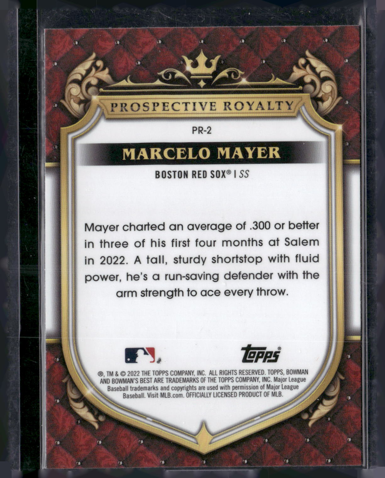 2022 Bowman's Best #PR-2 Marcelo Mayer Prospective Royalty