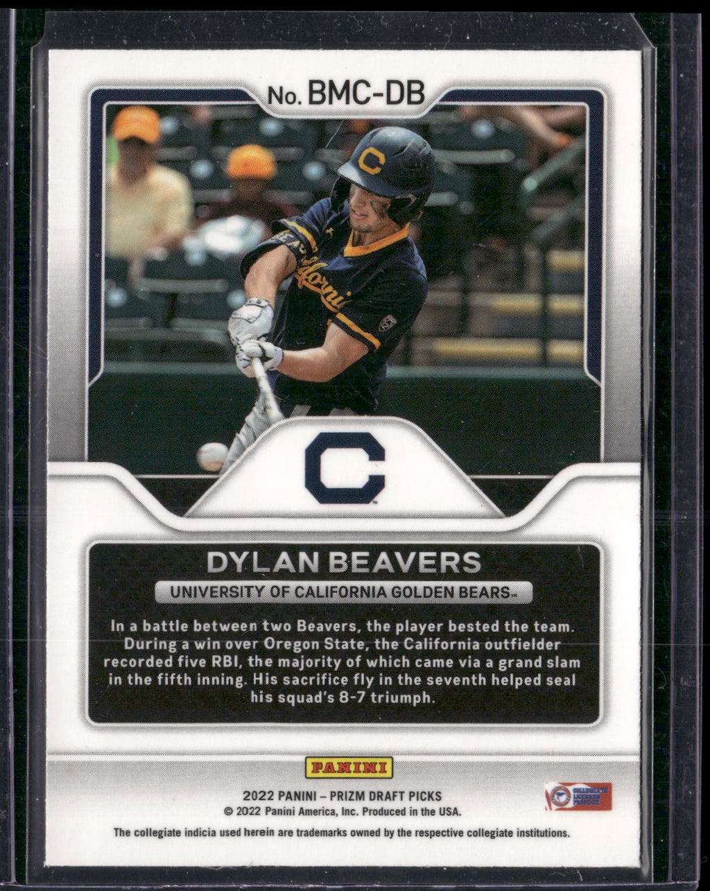 2022 Panini Prizm Draft Picks #BMC-DB Dylan Beavers Big Man on Campus