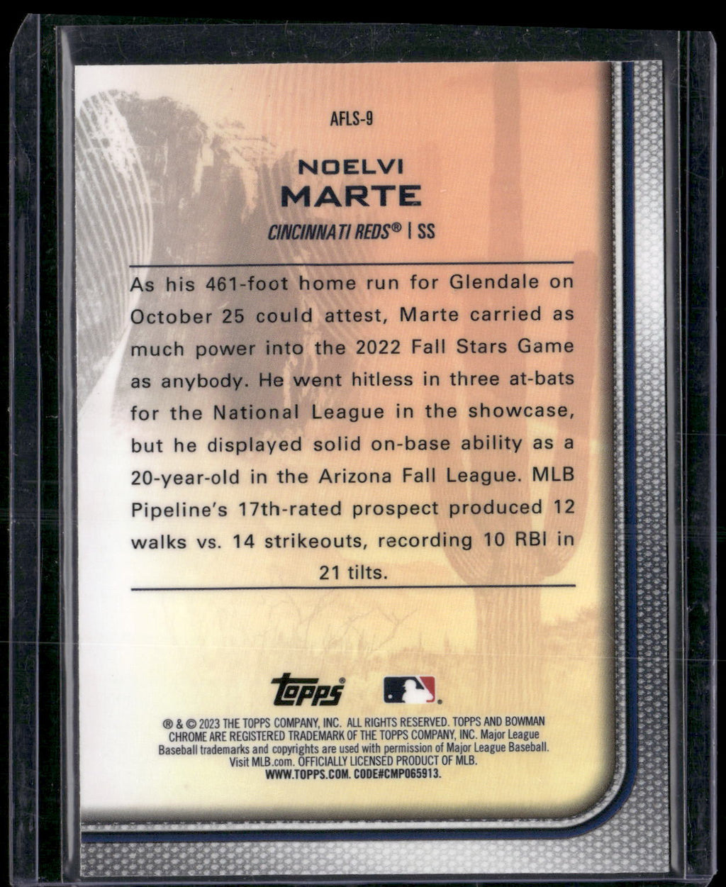 2023 Bowman Chrome #AFLS-9 Noelvi Marte 2022 AFL Fall Stars