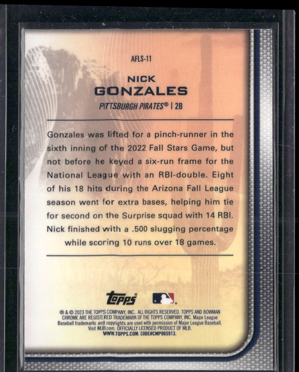 2023 Bowman Chrome #AFLS-11 Nick Gonzales 2022 AFL Fall Stars
