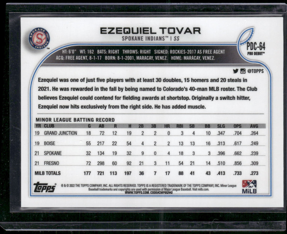2022 Topps Pro Debut #PDC-64 Ezequiel Tovar Chrome
