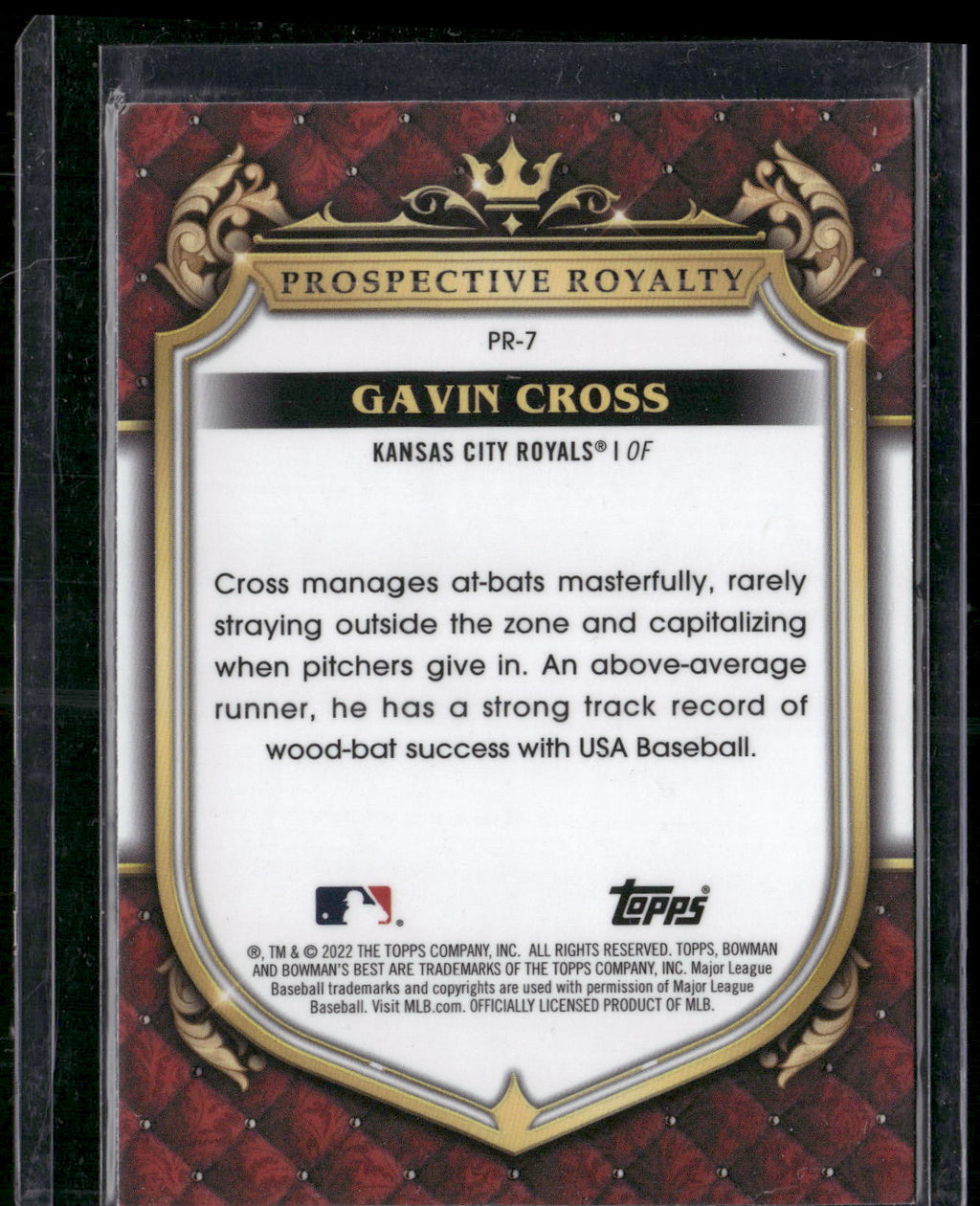 2022 Bowman's Best #PR-7 Gavin Cross Prospective Royalty