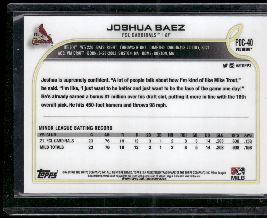 2022 Topps Pro Debut #PDC-40 Joshua Baez Chrome