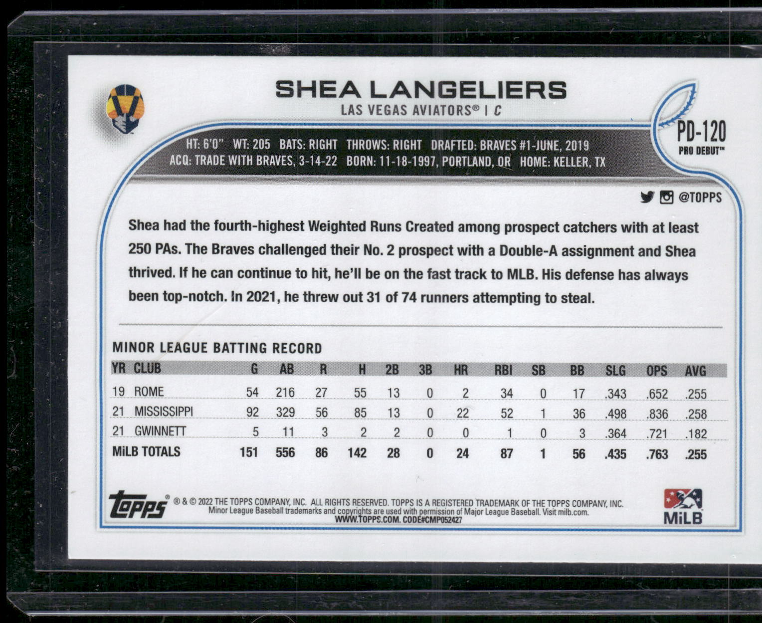 2022 Topps Pro Debut #PD-120 Shea Langeliers