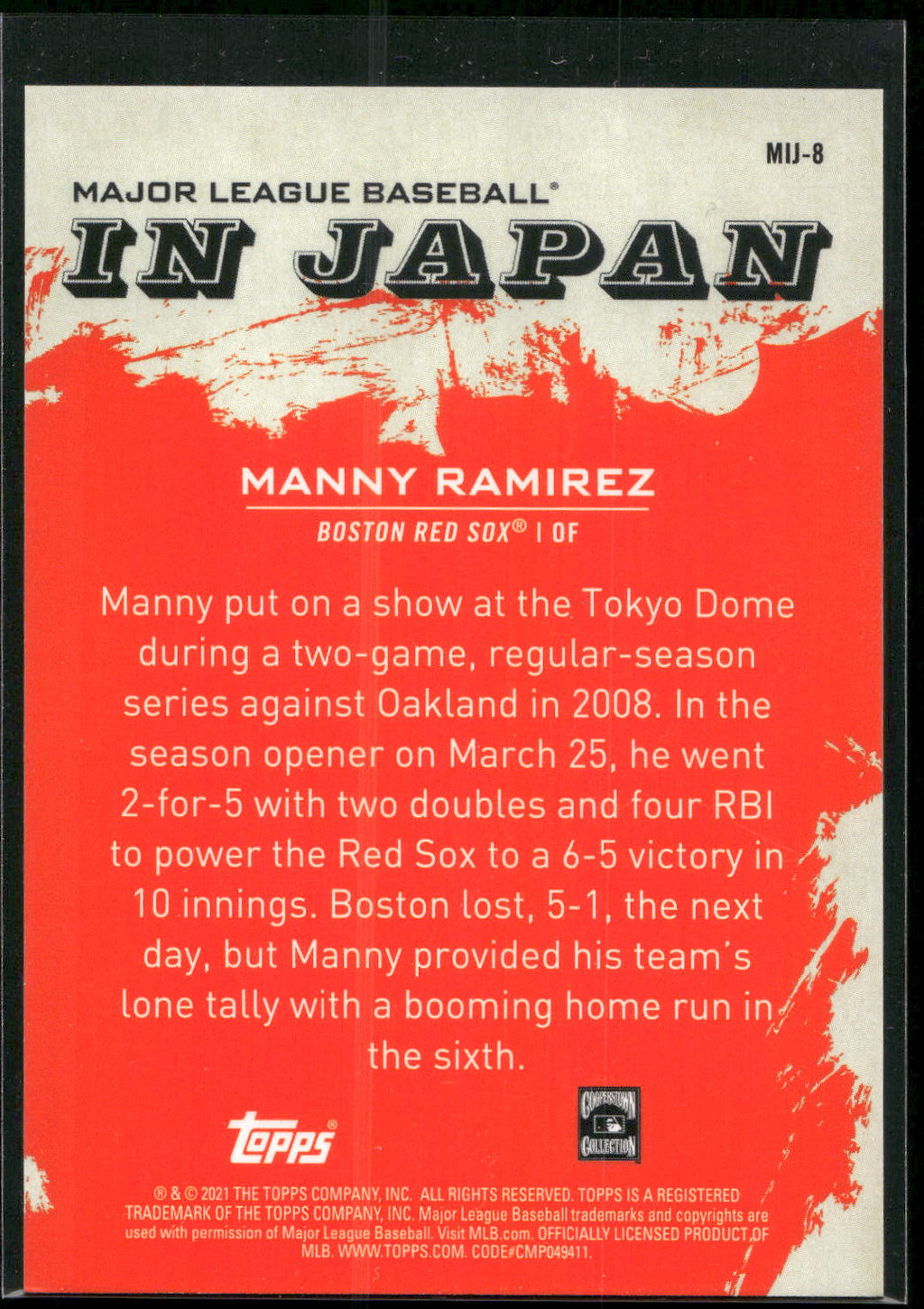 2021 Topps Japan Edition #MIJ-8 Manny Ramirez MLB in Japan