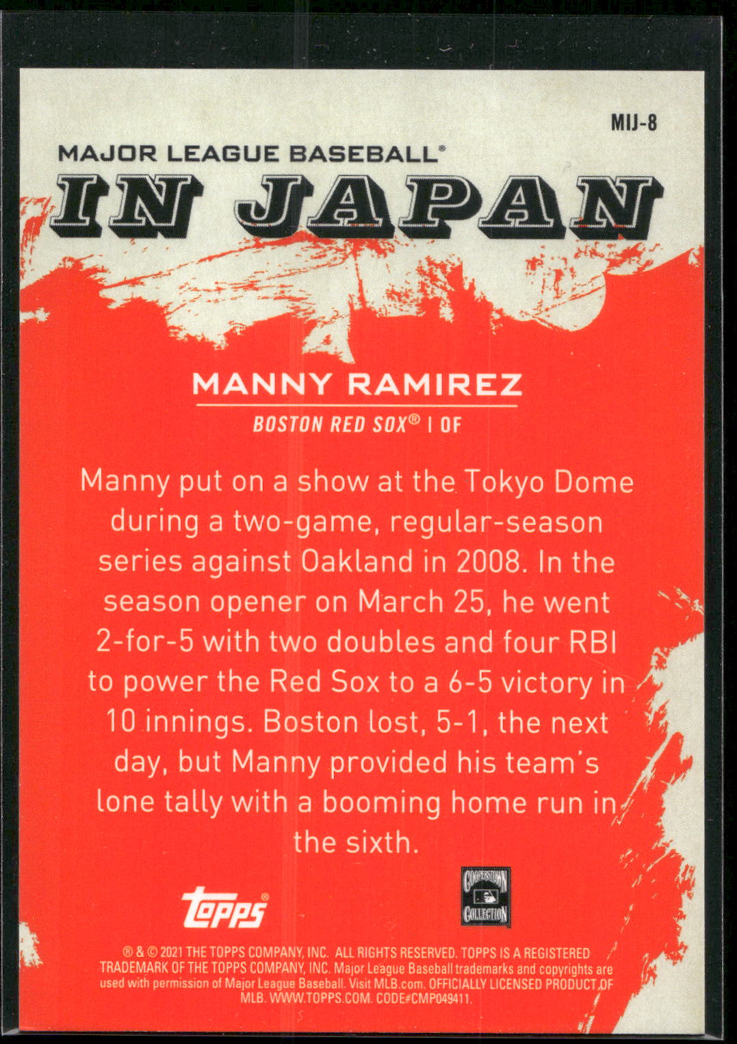 2021 Topps Japan Edition #MIJ-8 Manny Ramirez MLB in Japan