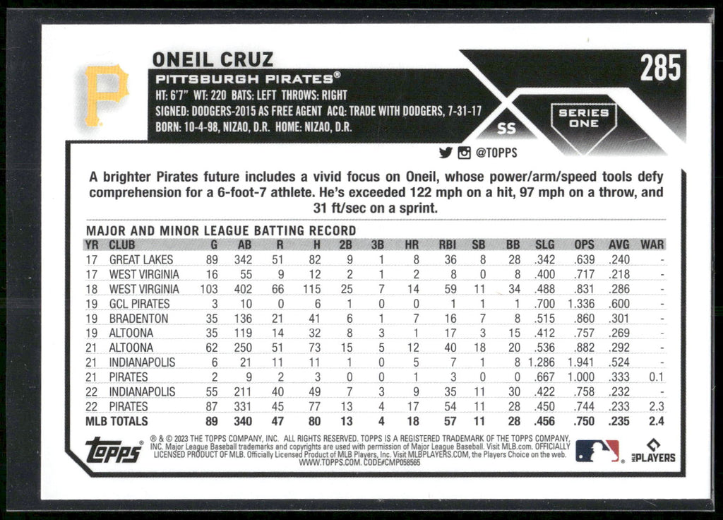 2023 Topps #285 Oneil Cruz
