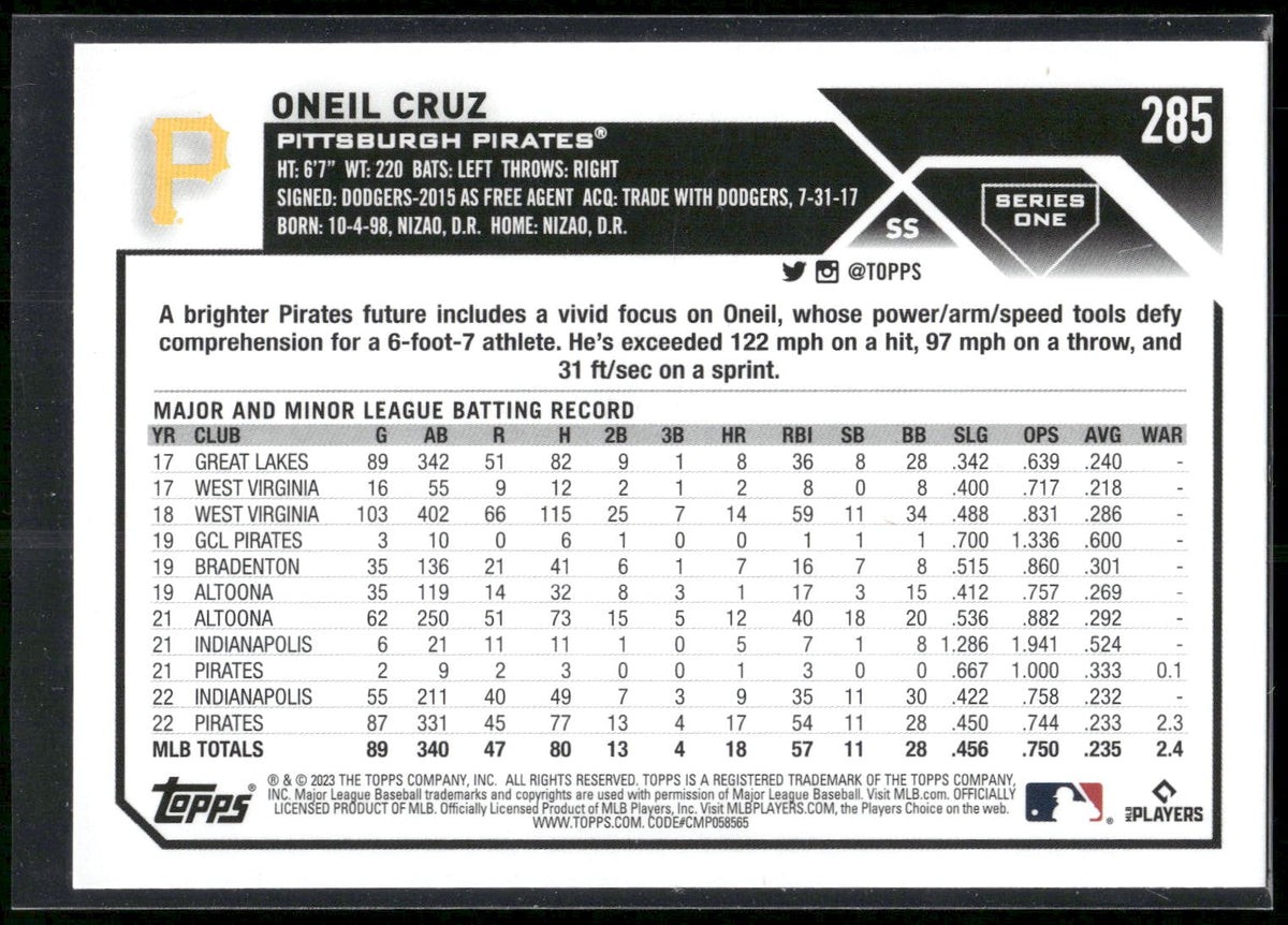 2023 Topps #285 Oneil Cruz