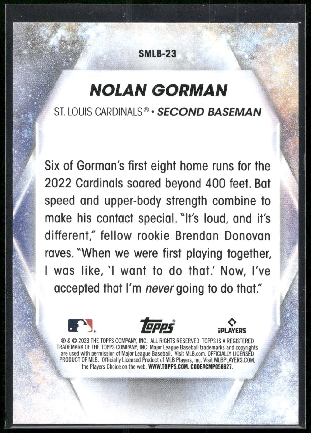 2023 Topps #SMLB-23 Nolan Gorman Stars of MLB