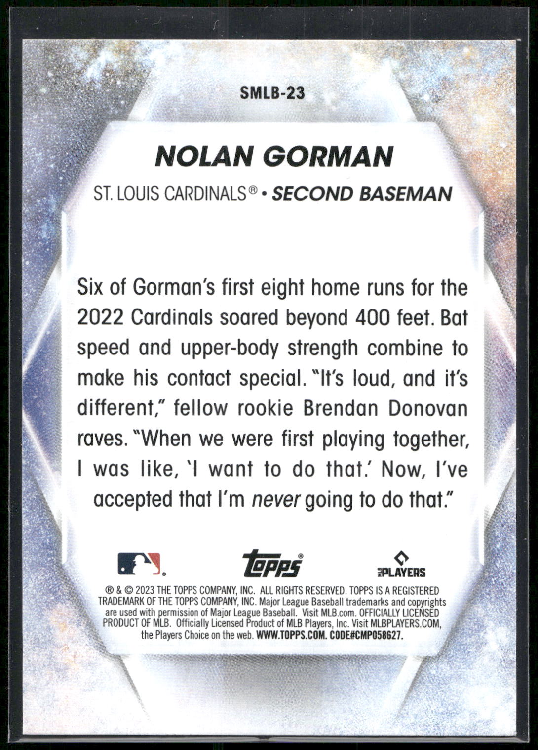 2023 Topps #SMLB-23 Nolan Gorman Stars of MLB