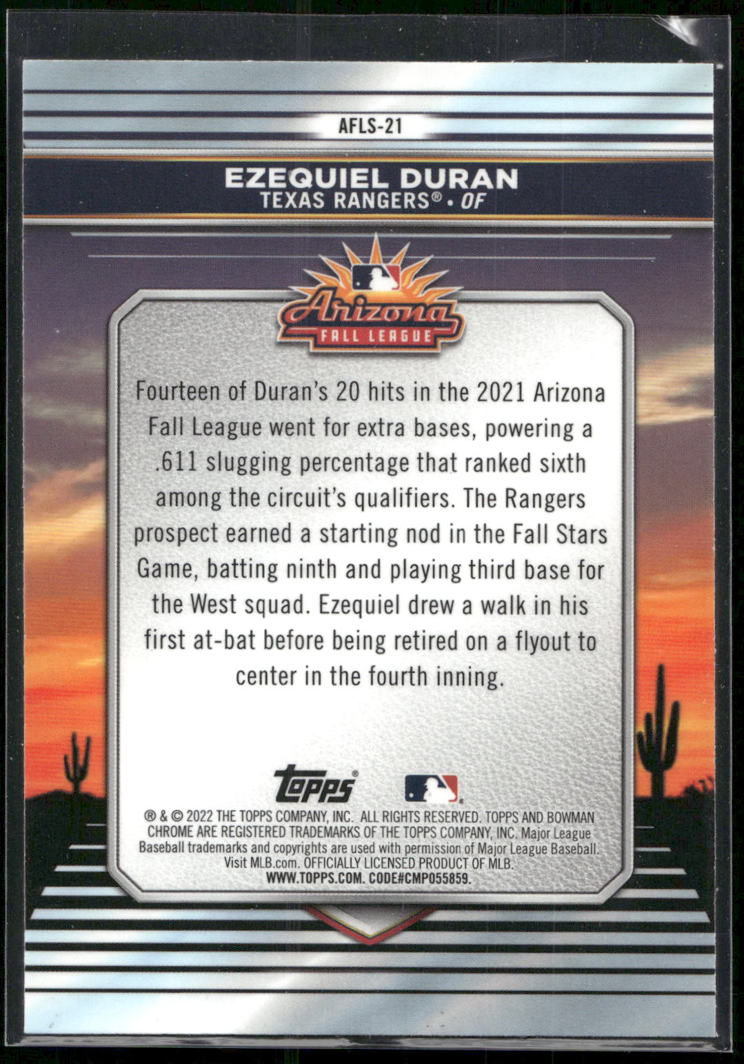 2022 Bowman Chrome #AFLS-21 Ezequiel Duran 2021 AFL Fall Stars