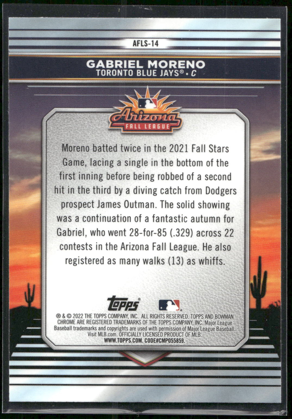 2022 Bowman Chrome #AFLS-14 Gabriel Moreno 2021 AFL Fall Stars