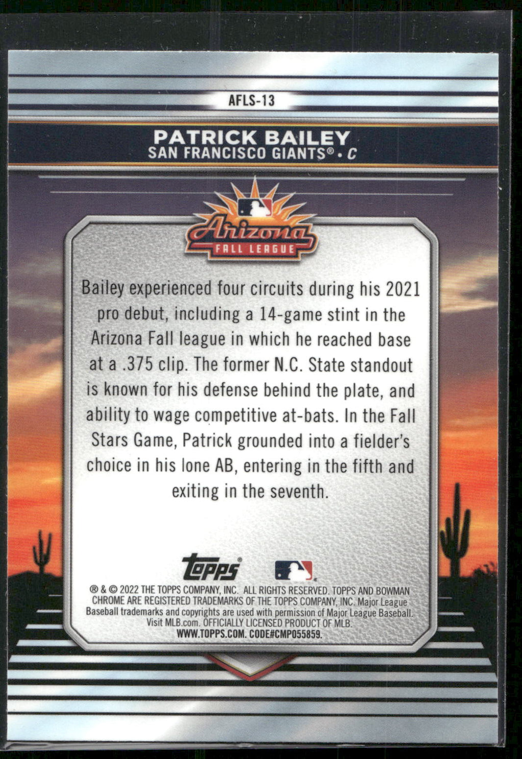 2022 Bowman Chrome #AFLS-13 Patrick Bailey 2021 AFL Fall Stars