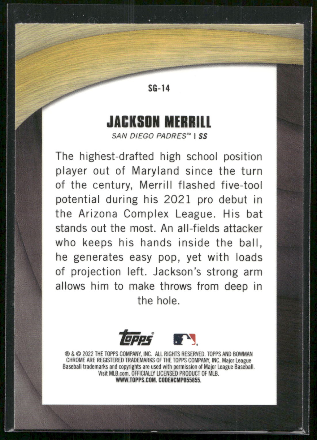 2022 Bowman Chrome #SG-14 Jackson Merrill Shades of Greatness