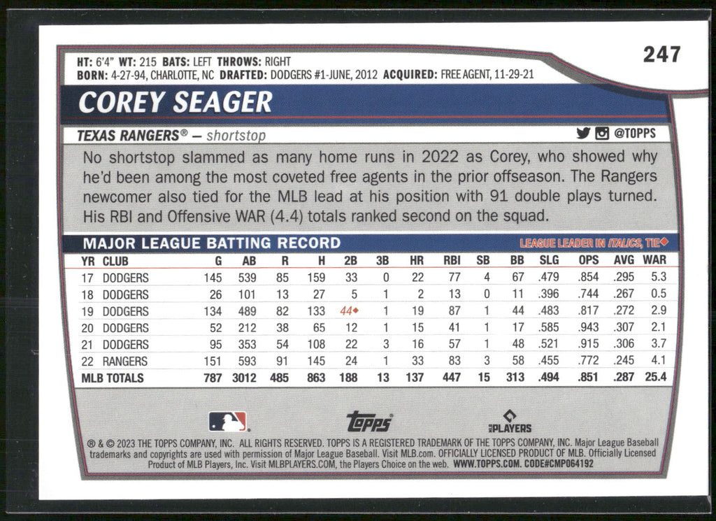2023 Topps Big League #247 Corey Seager