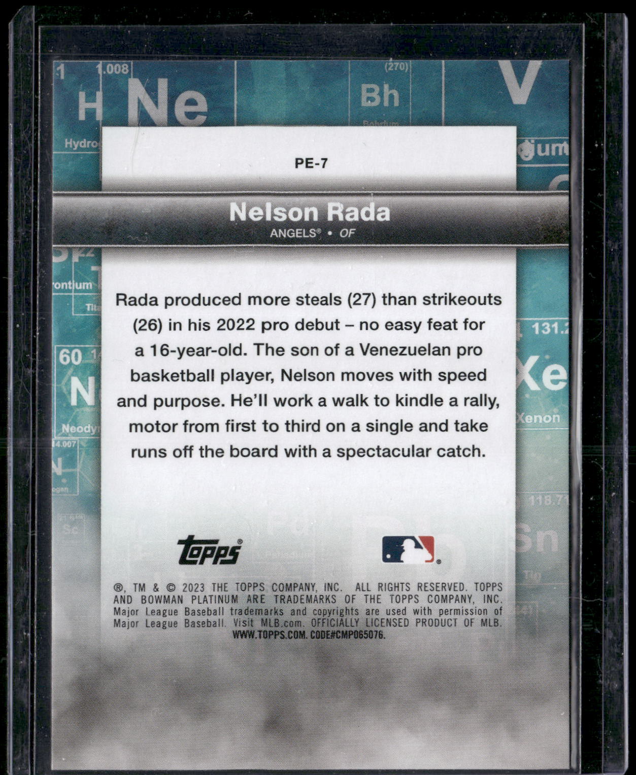 2023 Bowman Platinum #PE-7 Nelson Rada Precious Elements