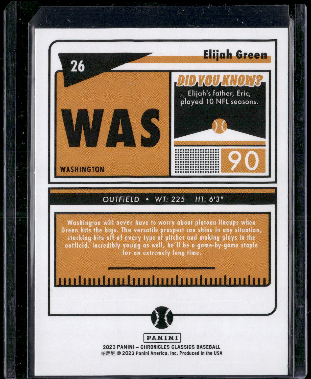 2023 Panini Chronicles #26 Elijah Green Classics