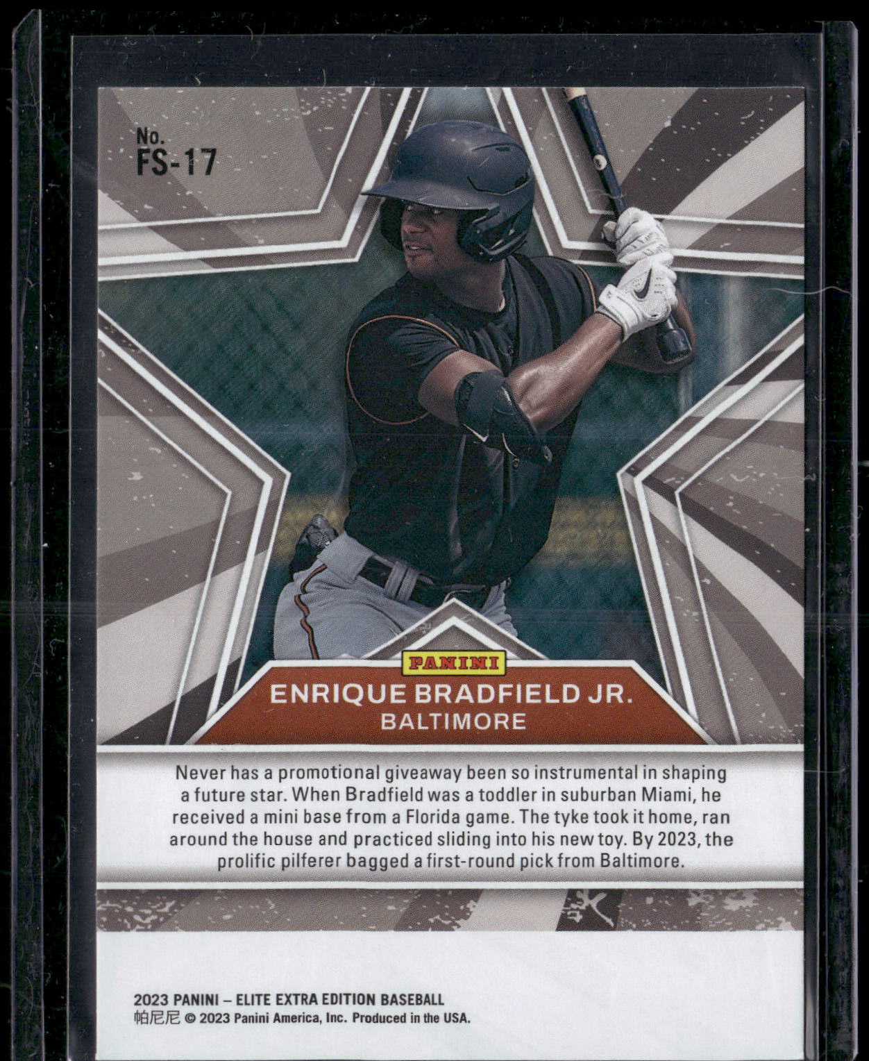 2023 Panini Elite Extra Edition #FS-17 Enrique Bradfield Jr. Future Star Status