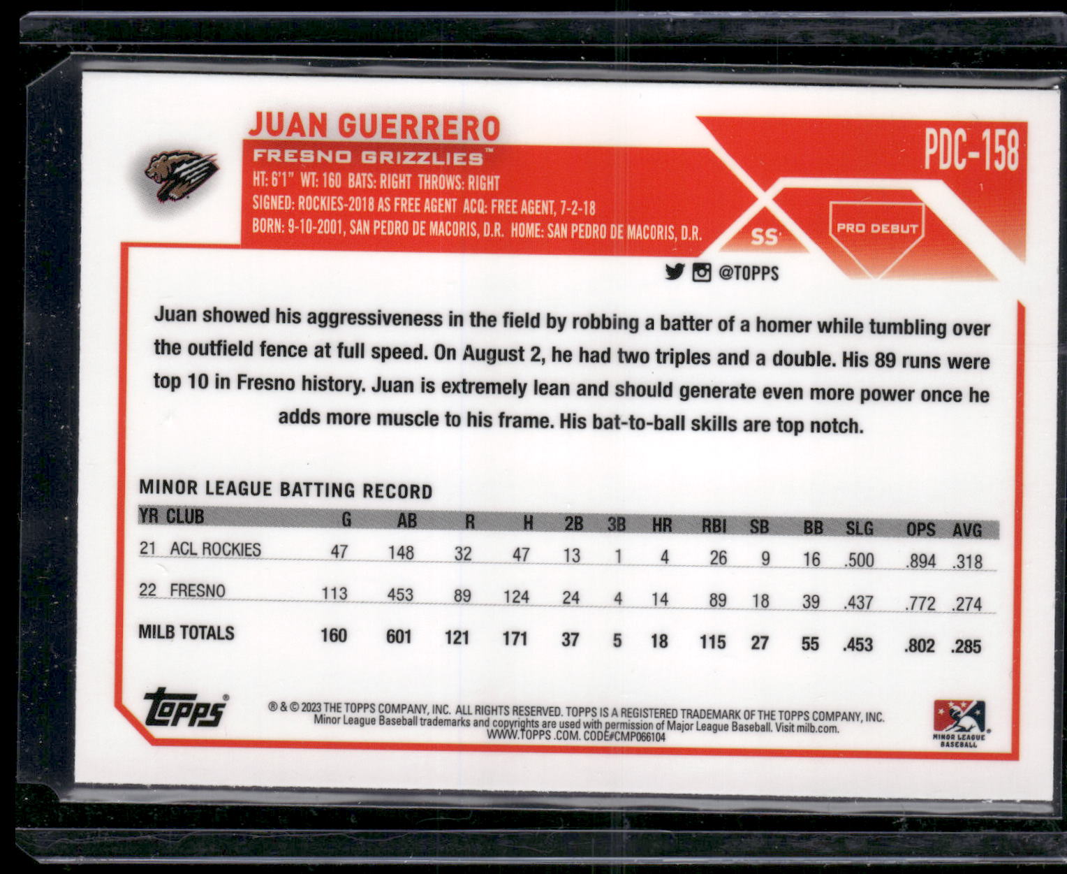 2023 Topps Pro Debut #PDC-158 Juan Guerrero Chrome