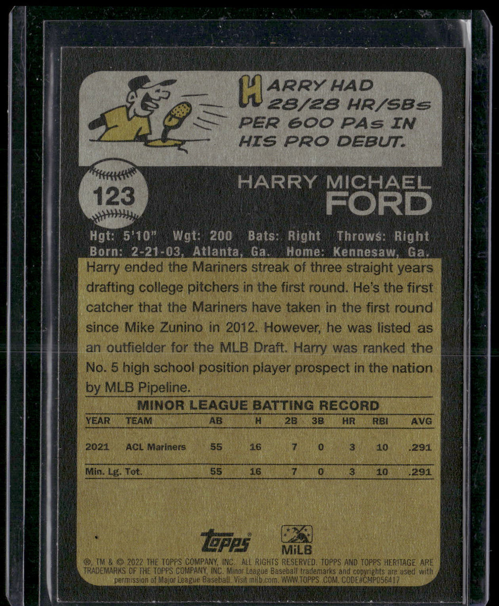 2022 Topps Heritage Minor League #123 Harry Ford