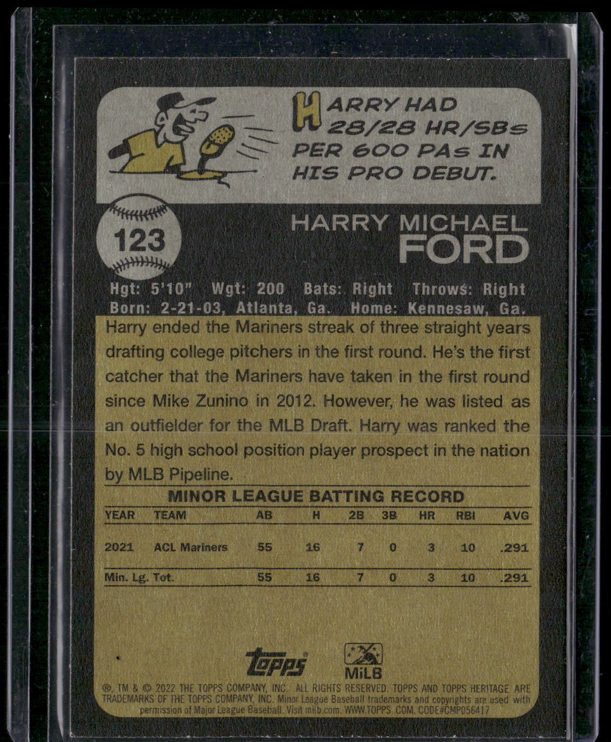2022 Topps Heritage Minor League #123 Harry Ford