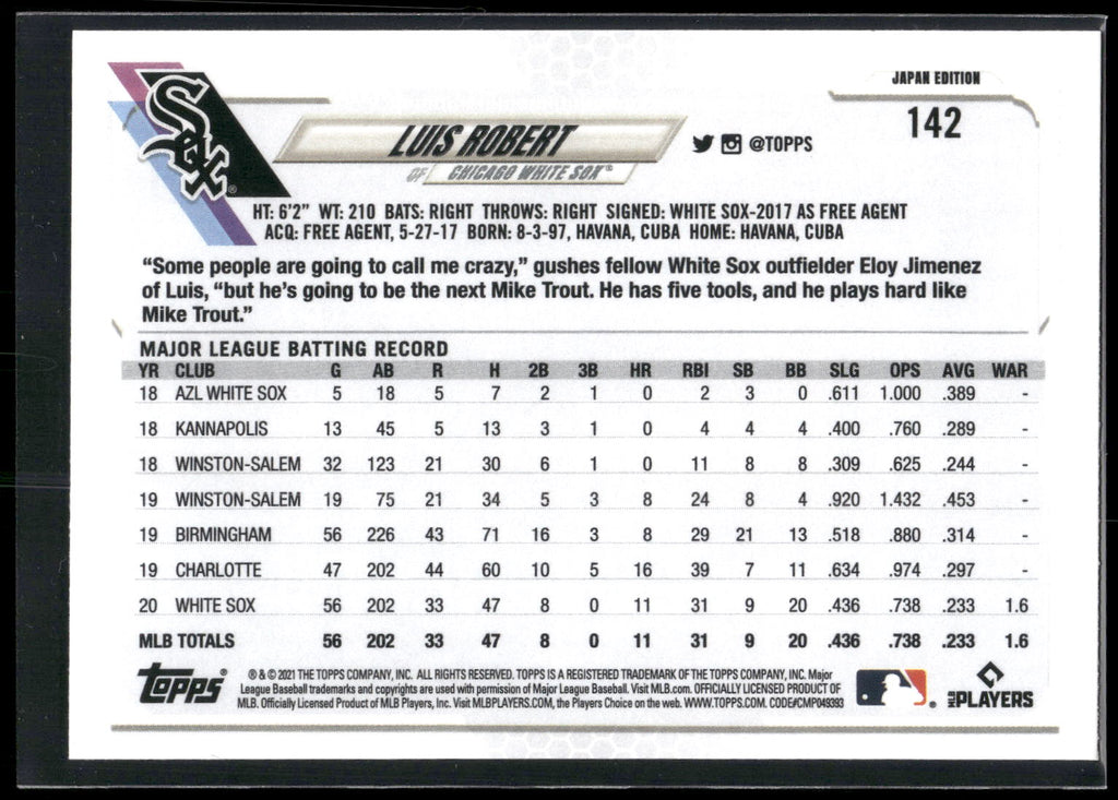 2021 Topps Japan Edition #142 Luis Robert