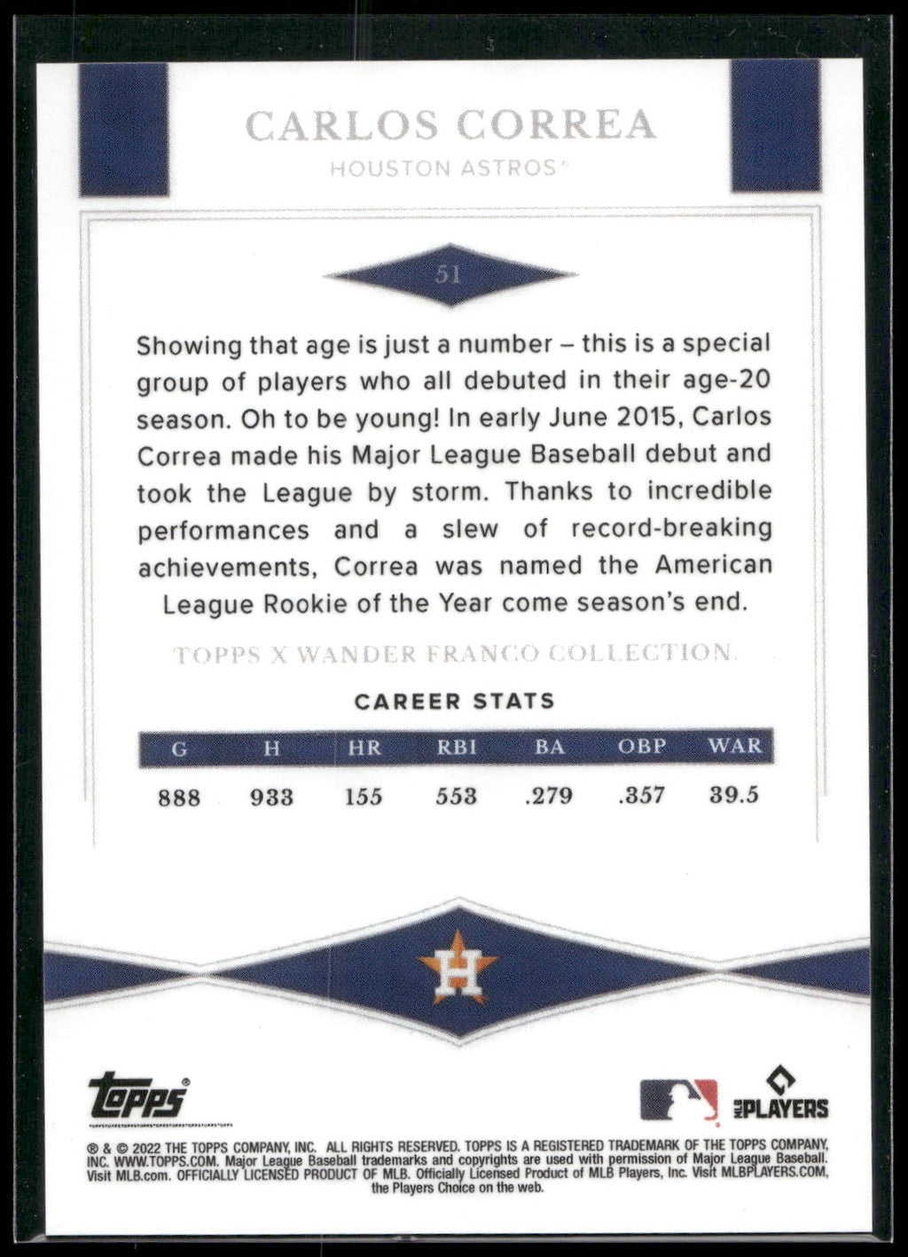 2022 Topps x Wander Franco #51 Carlos Correa