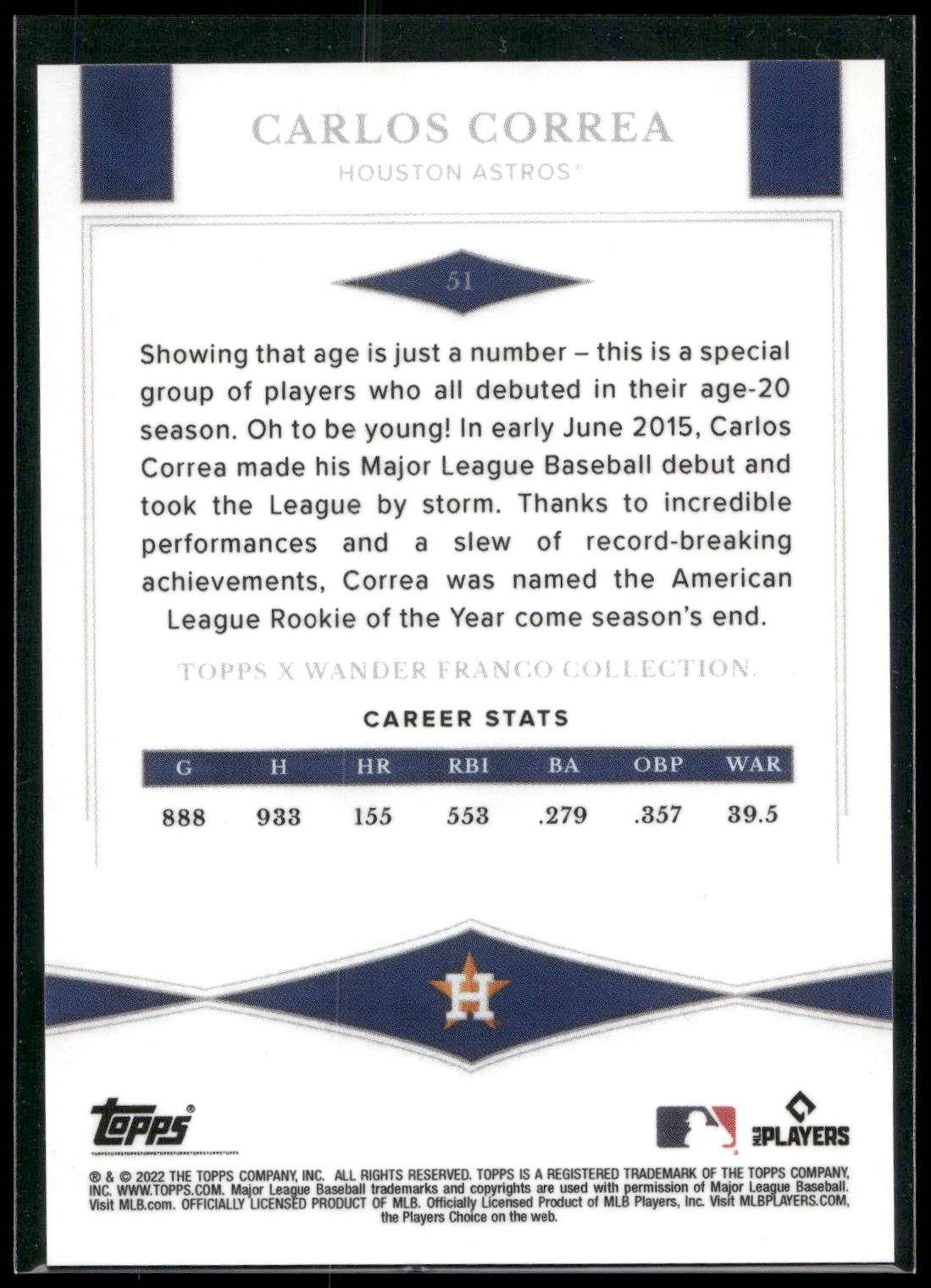 2022 Topps x Wander Franco #51 Carlos Correa