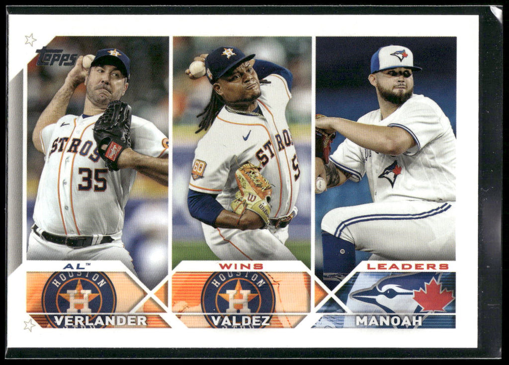 2023 Topps 1st Edition #82 AL Wins Leaders Verlander Valdez Manoah LL