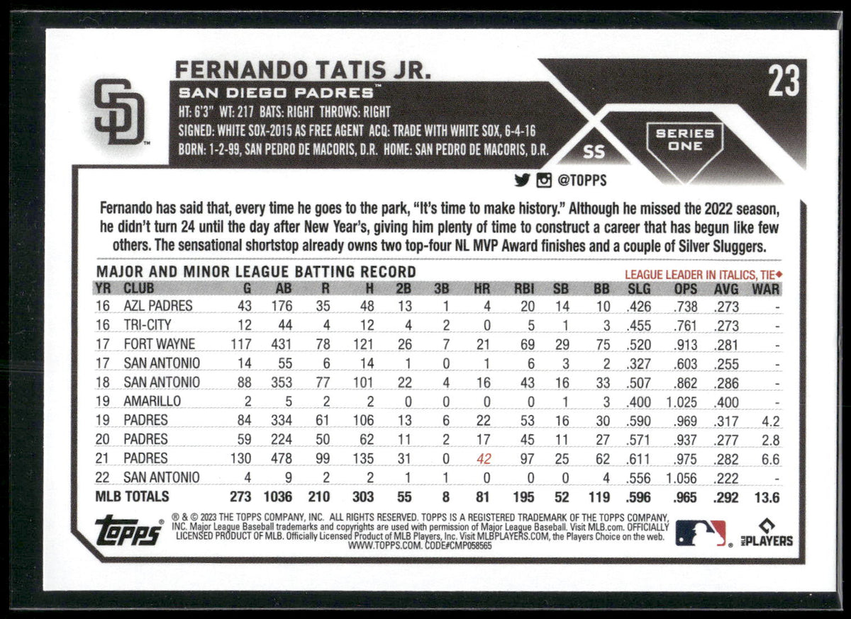 2023 Topps #23 Fernando Tatis Jr.