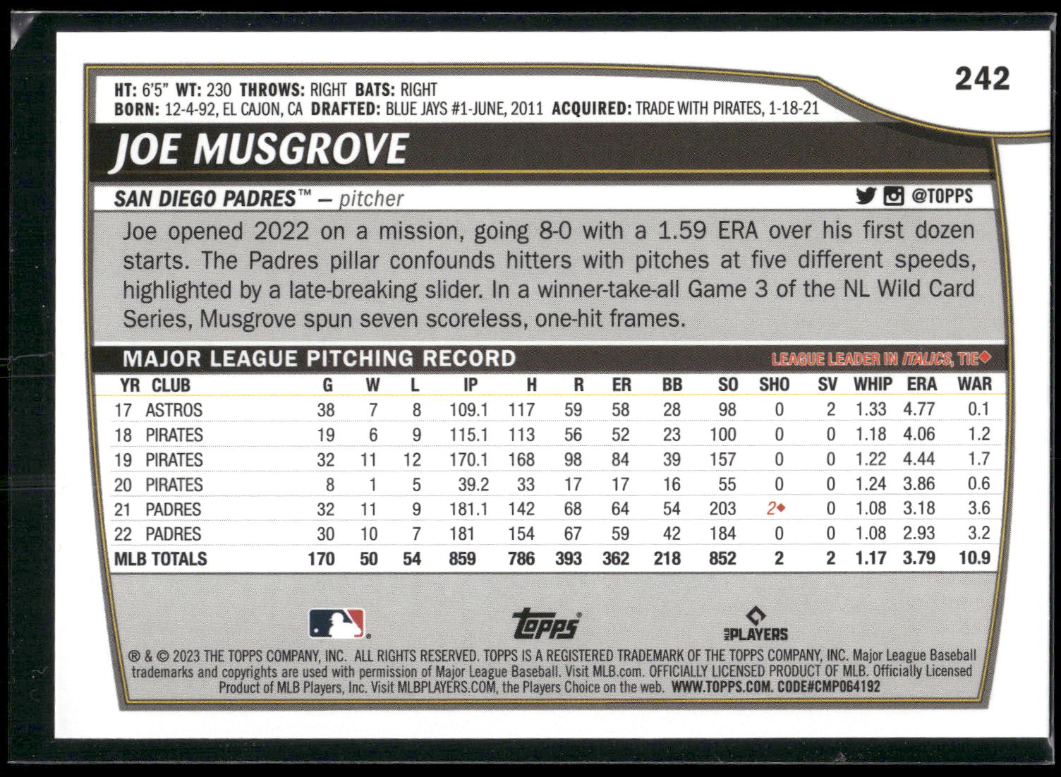 2023 Topps Big League #242 Joe Musgrove