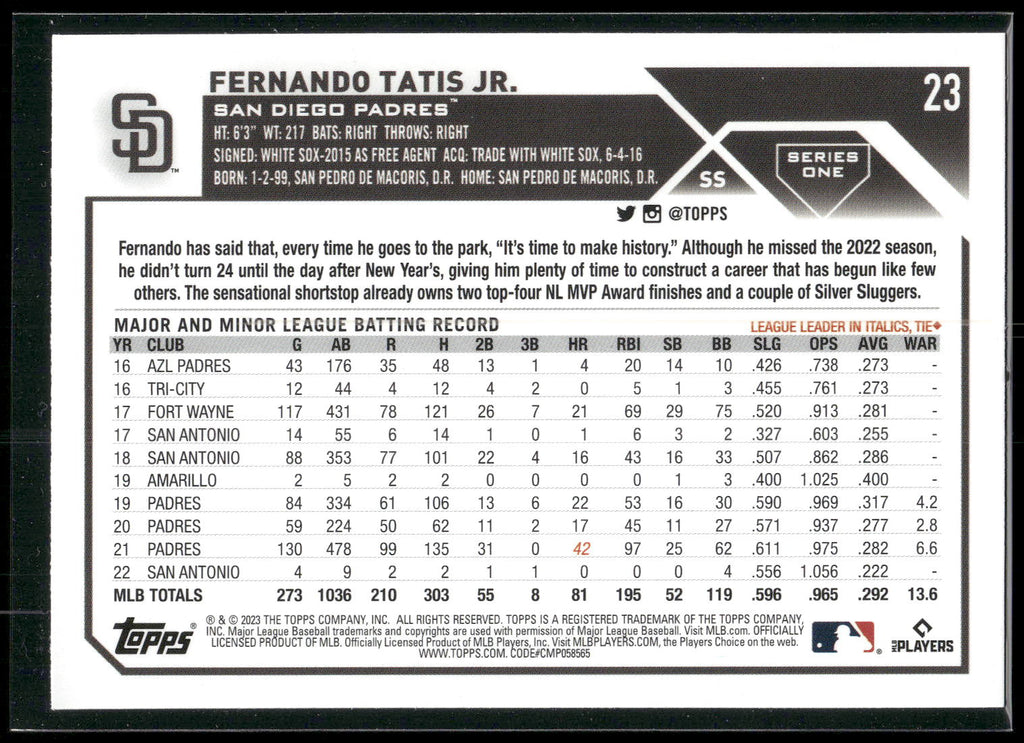 2023 Topps #23 Fernando Tatis Jr.