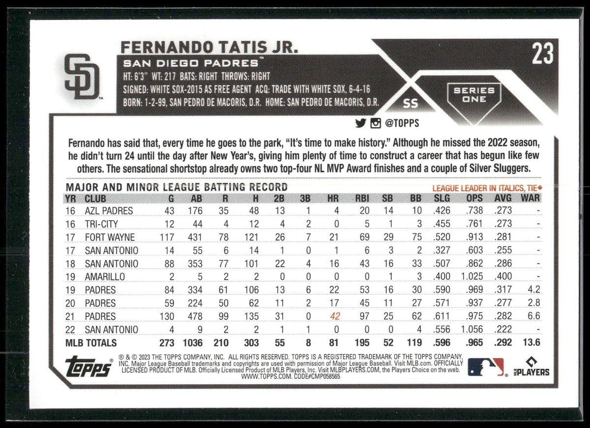 2023 Topps #23 Fernando Tatis Jr.