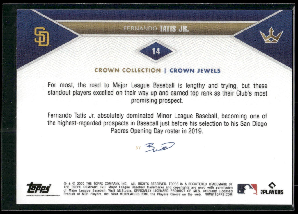 2022 Topps x Bobby Witt Jr. Crown Collection #14 Fernando Tatis Jr.