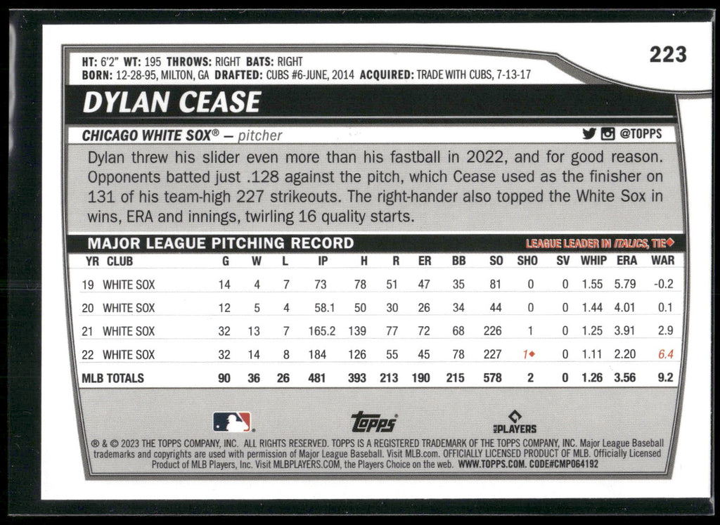 2023 Topps Big League #223 Dylan Cease