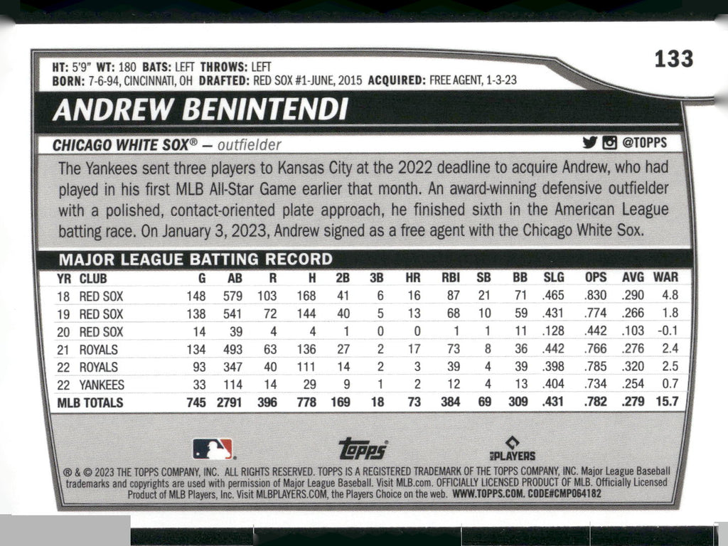 2023 Topps Big League #133 Andrew Benintendi